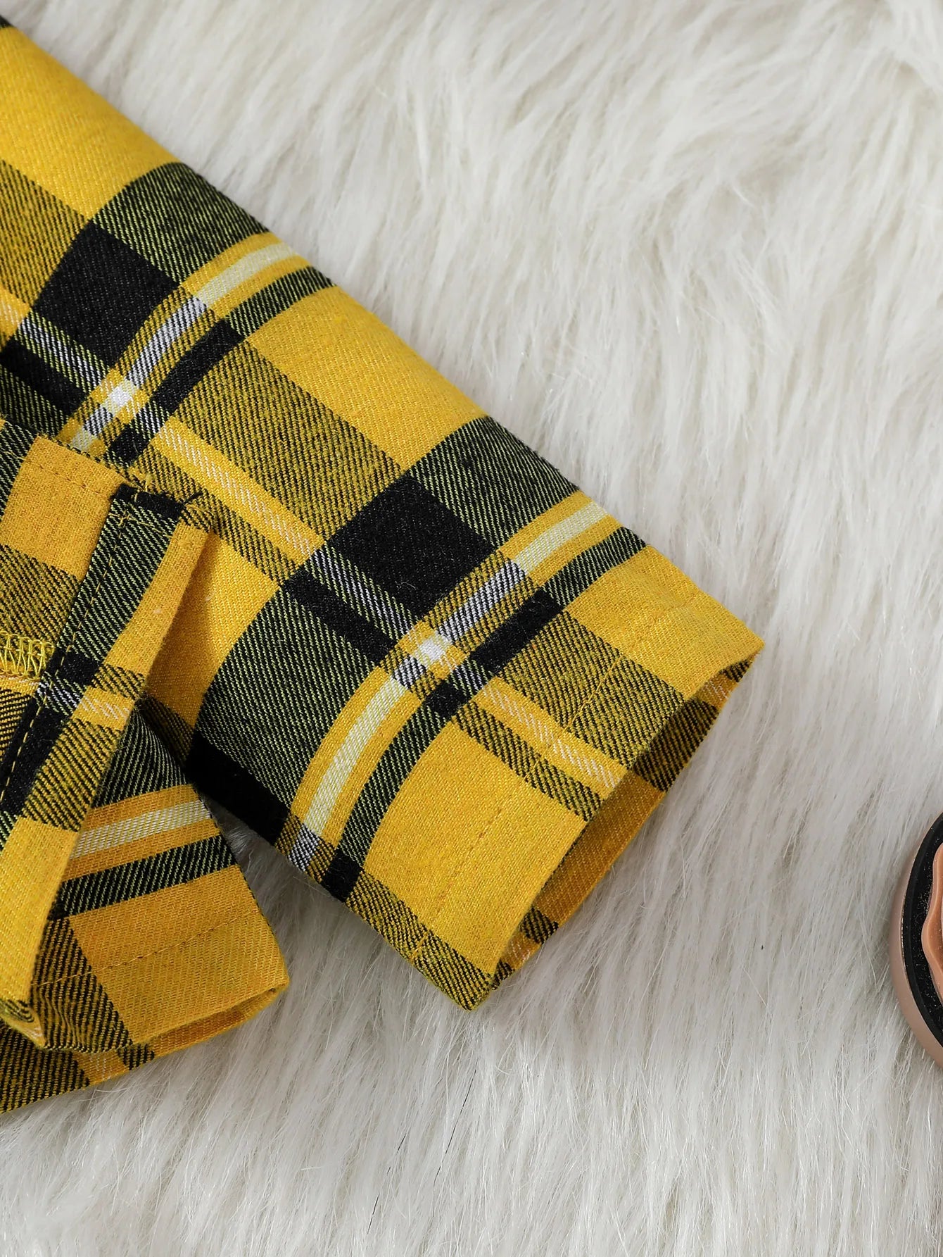 3Pcs Baby Girls Plaid Outfit ā Shirt, Skirt & Hat Set