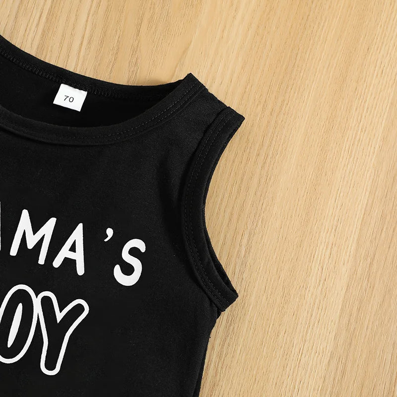 Baby Boy Sleeveless Tank & Ripped Denim Shorts Set