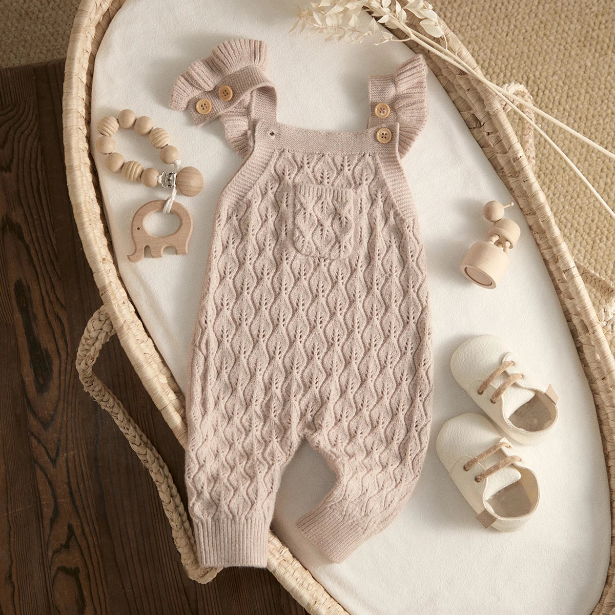 Baby Girl Knit Jumpsuit | Soft & Stylish Infant Romper