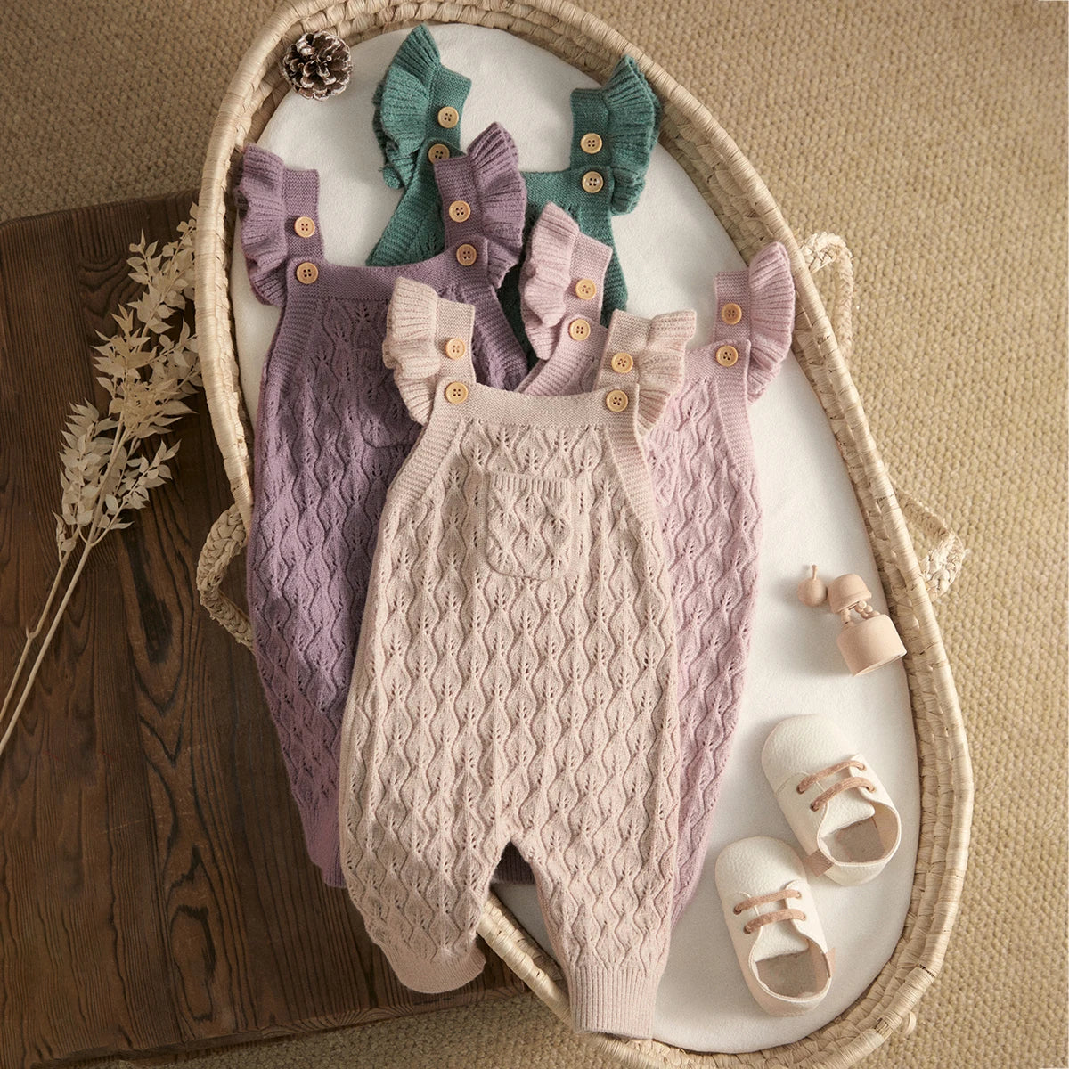 Baby Girl Knit Jumpsuit | Soft & Stylish Infant Romper