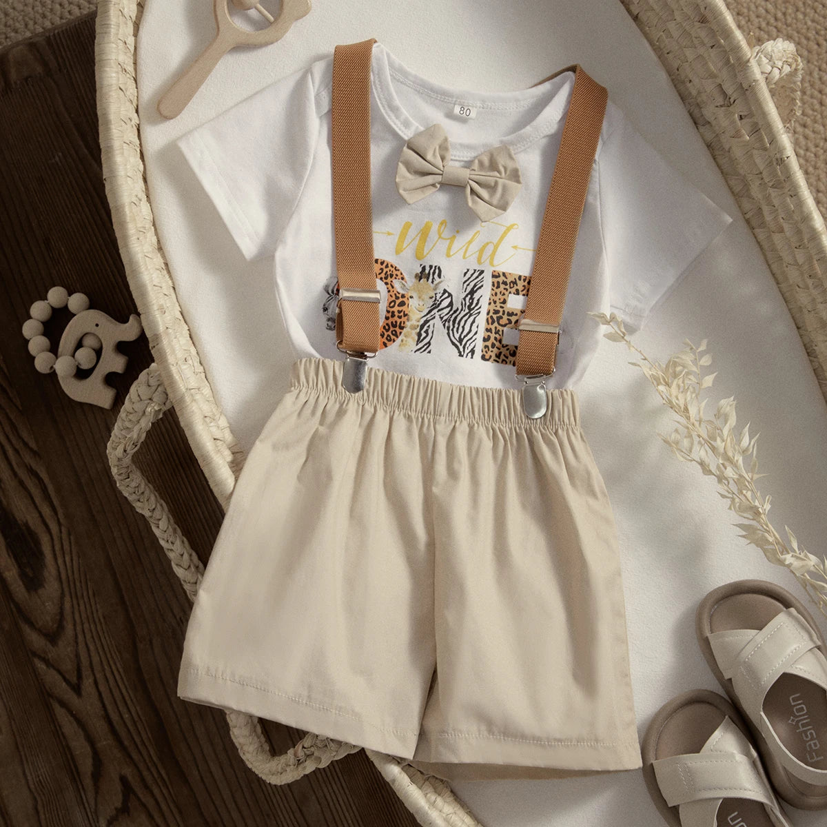 1st Birthday Baby Boy Outfit Animal Print