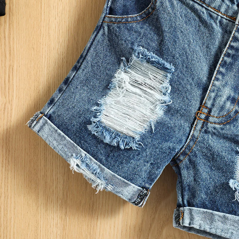 Baby Boy Sleeveless Tank & Ripped Denim Shorts Set