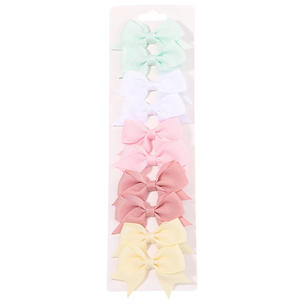 10PCS Kids Ribbon Bow Hair Clips – Baby Girls Barrettes