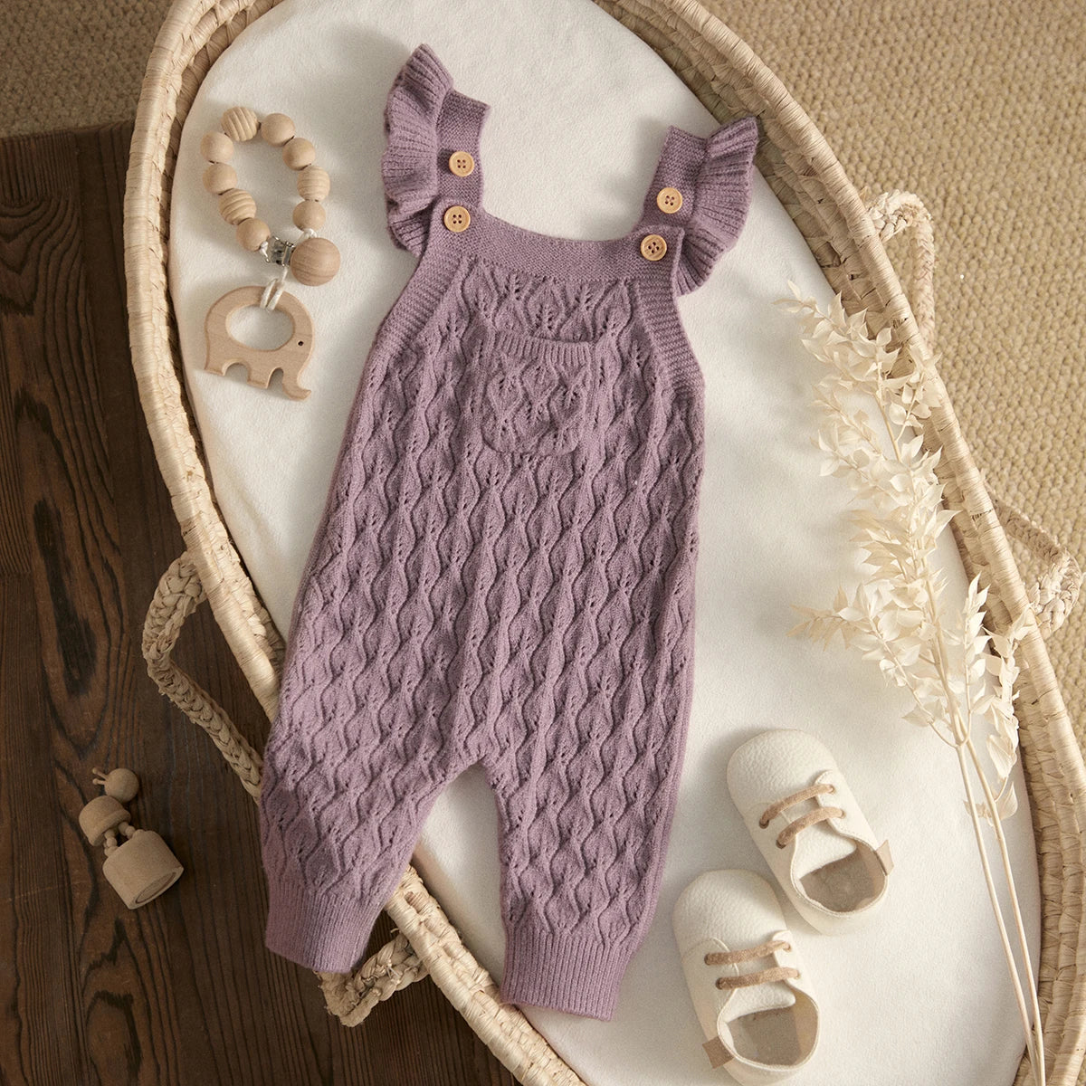 Baby Girl Knit Jumpsuit | Soft & Stylish Infant Romper