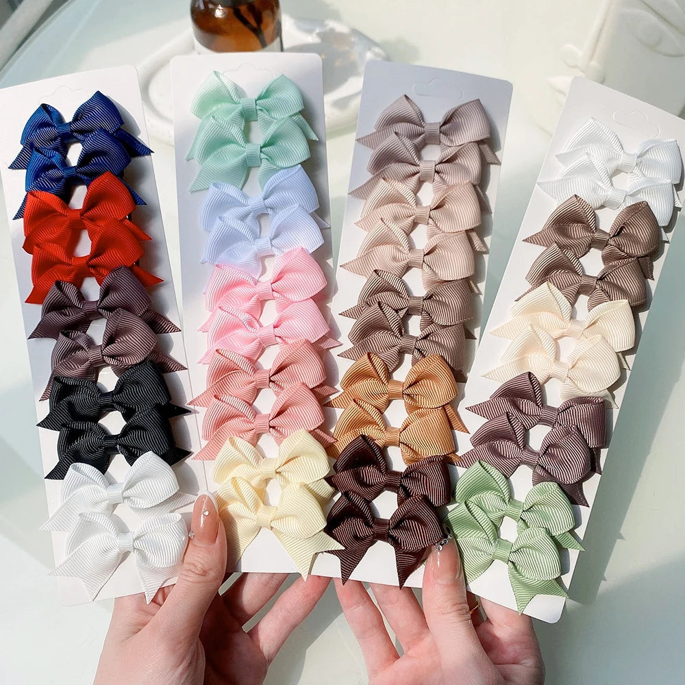 10PCS Kids Ribbon Bow Hair Clips – Baby Girls Barrettes