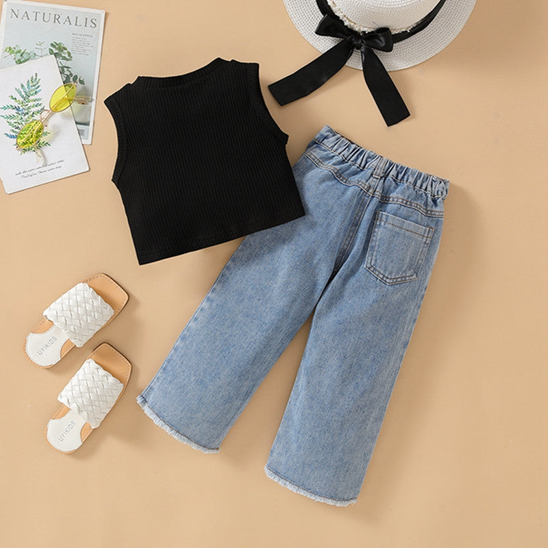 2-Pieces Heart Jeans And Tank Top Outfit