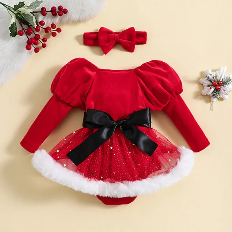 Baby Girls Christmas Shinning Stars Romper Dress
