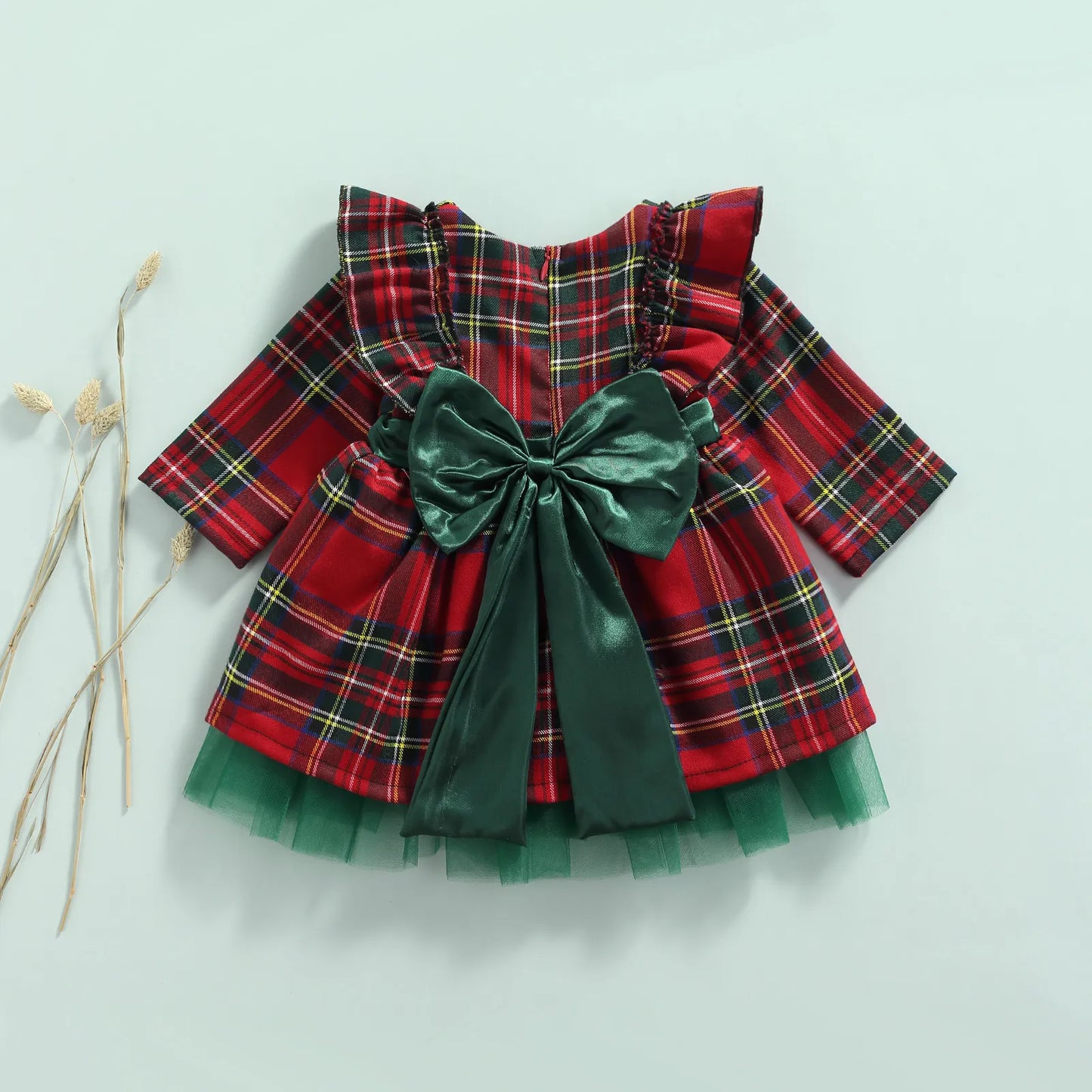 Christmas Dress Plaid with Bow