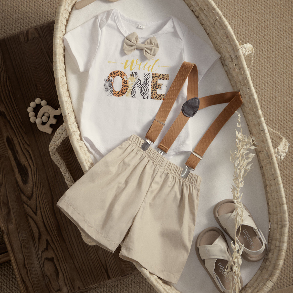 1st Birthday Baby Boy Outfit Animal Print