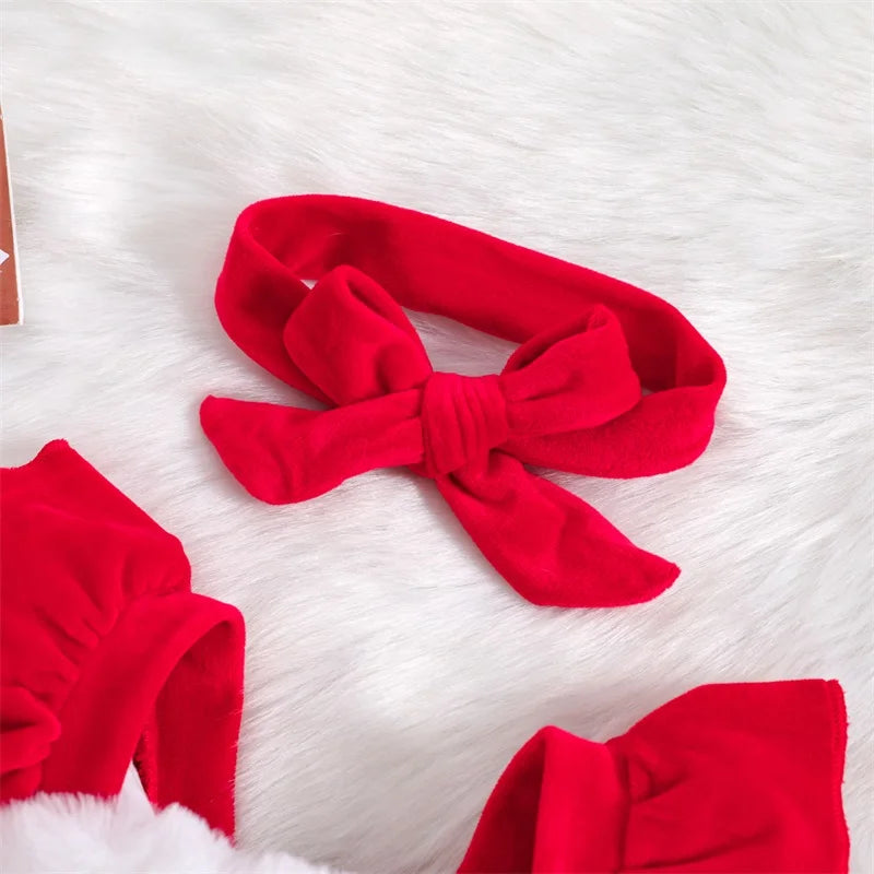 Christmas Baby Girls Velvet Dress + Hairband