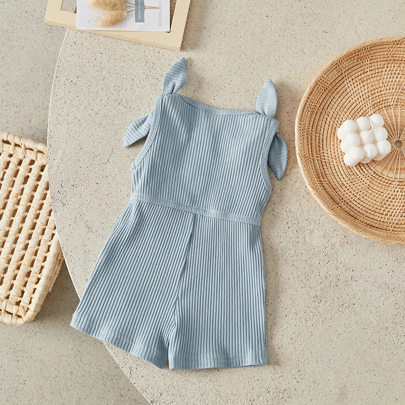 Girls Rompers Sleeveless Ribbed