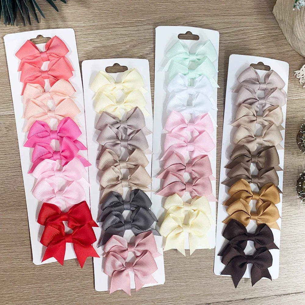 10PCS Kids Ribbon Bow Hair Clips – Baby Girls Barrettes