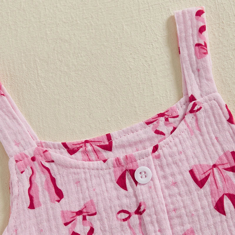 2 Piece Outfits Sleeveless Bow Print and Tank Tops