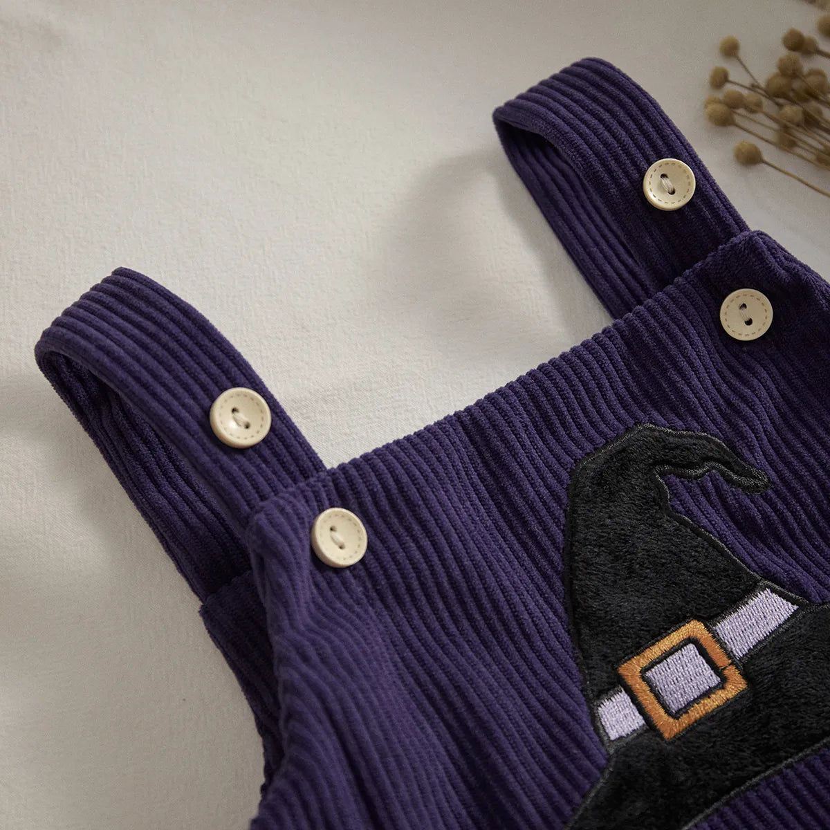 Pumpkin Ghost Print Corduroy Jumpsuit