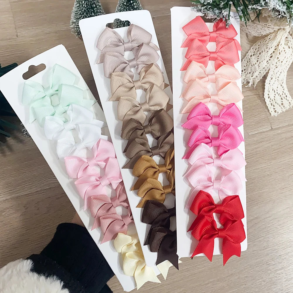 10PCS Kids Ribbon Bow Hair Clips – Baby Girls Barrettes