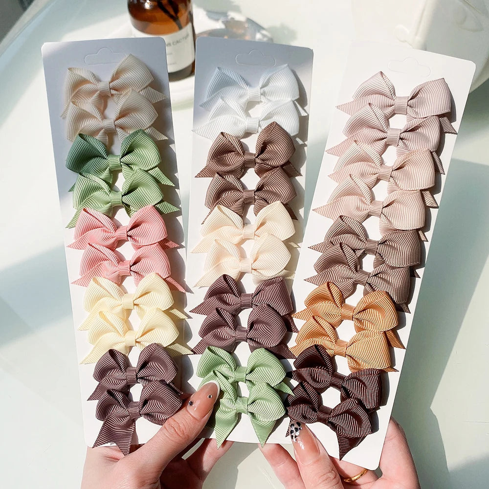 10PCS Kids Ribbon Bow Hair Clips – Baby Girls Barrettes