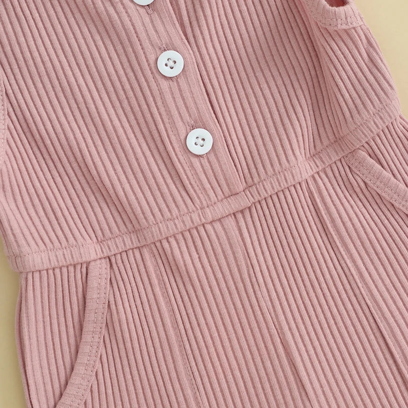 Girls Rompers Sleeveless Ribbed