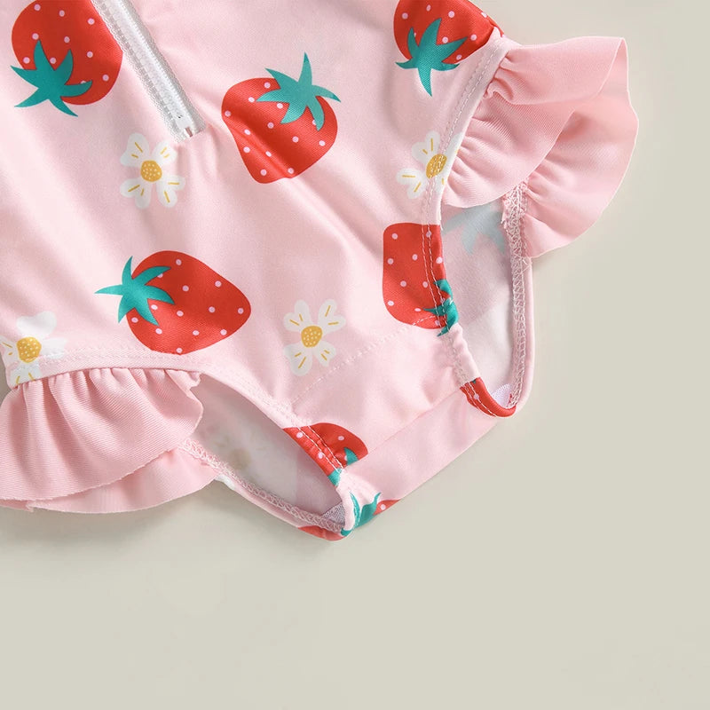 Baby Girl Long Sleeve Swimsuit With Hat