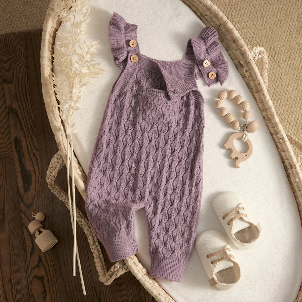 Baby Girl Knit Jumpsuit | Soft & Stylish Infant Romper