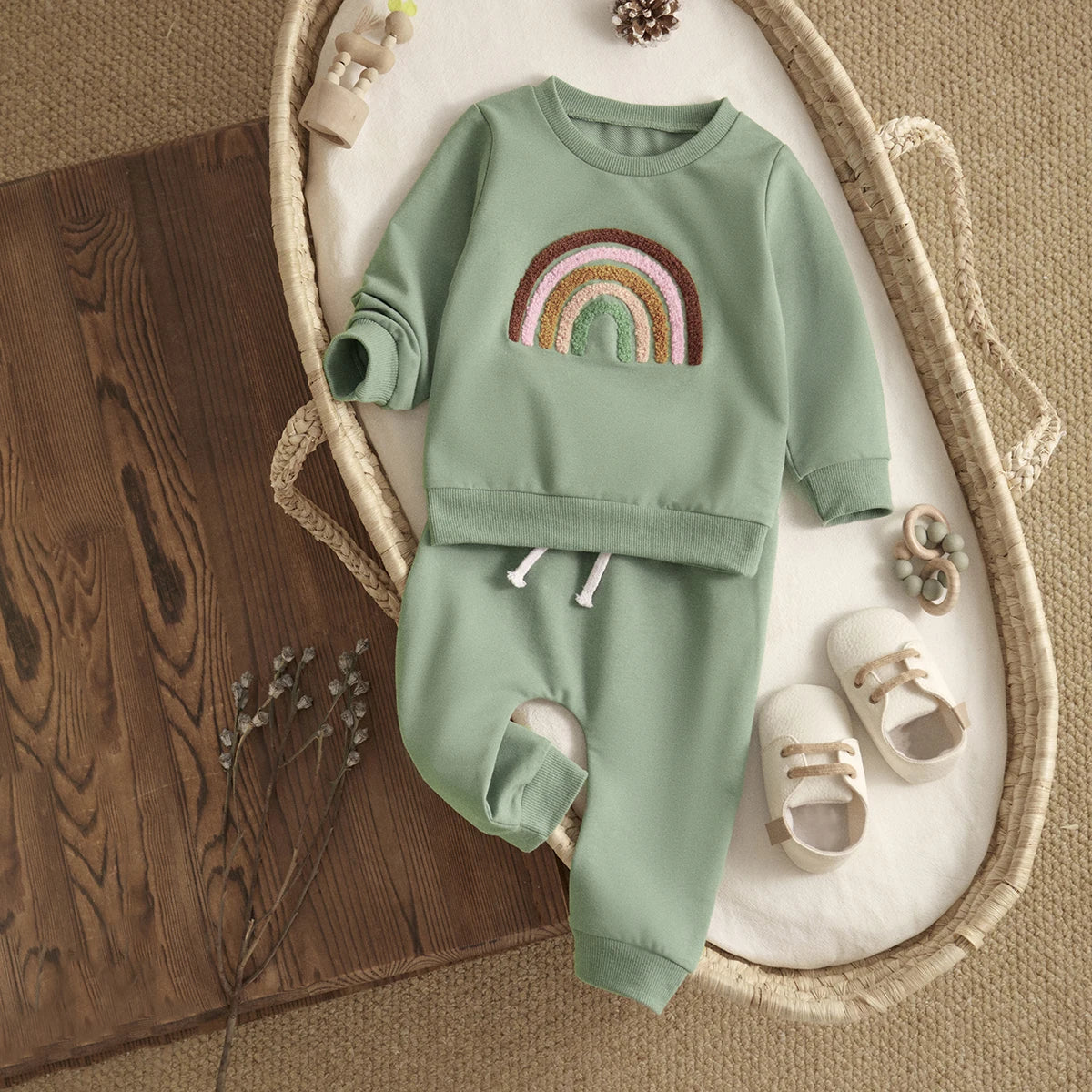 Rainbow Toddler Unisex Fall Top & Pants Outfit