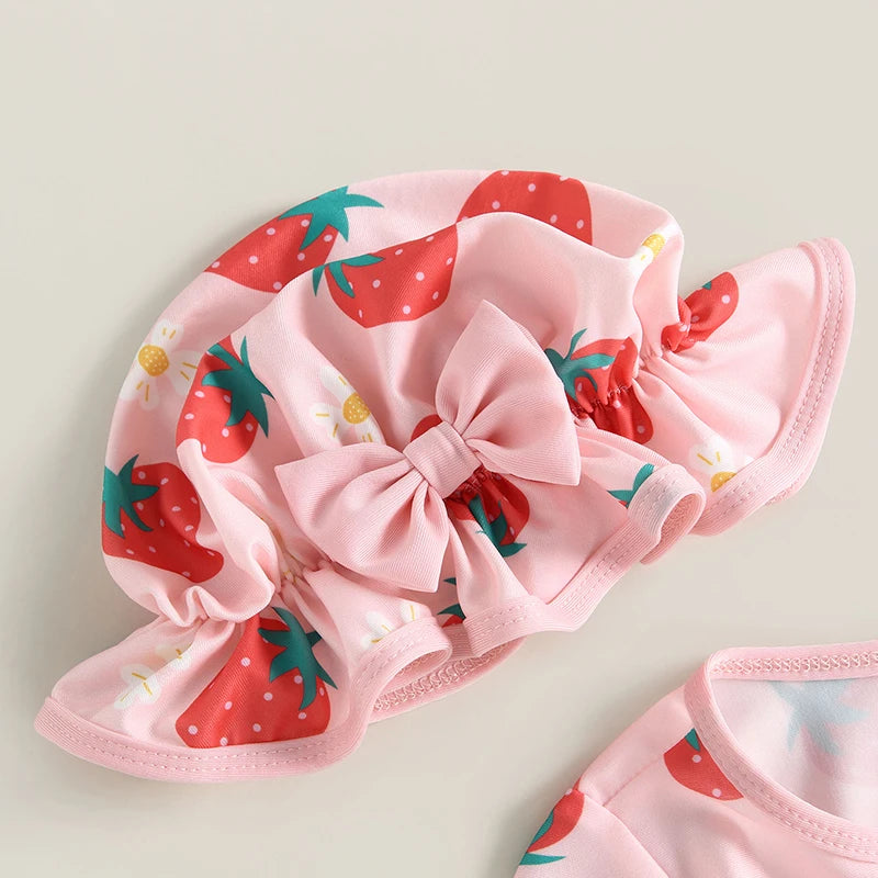 Baby Girl Long Sleeve Swimsuit With Hat