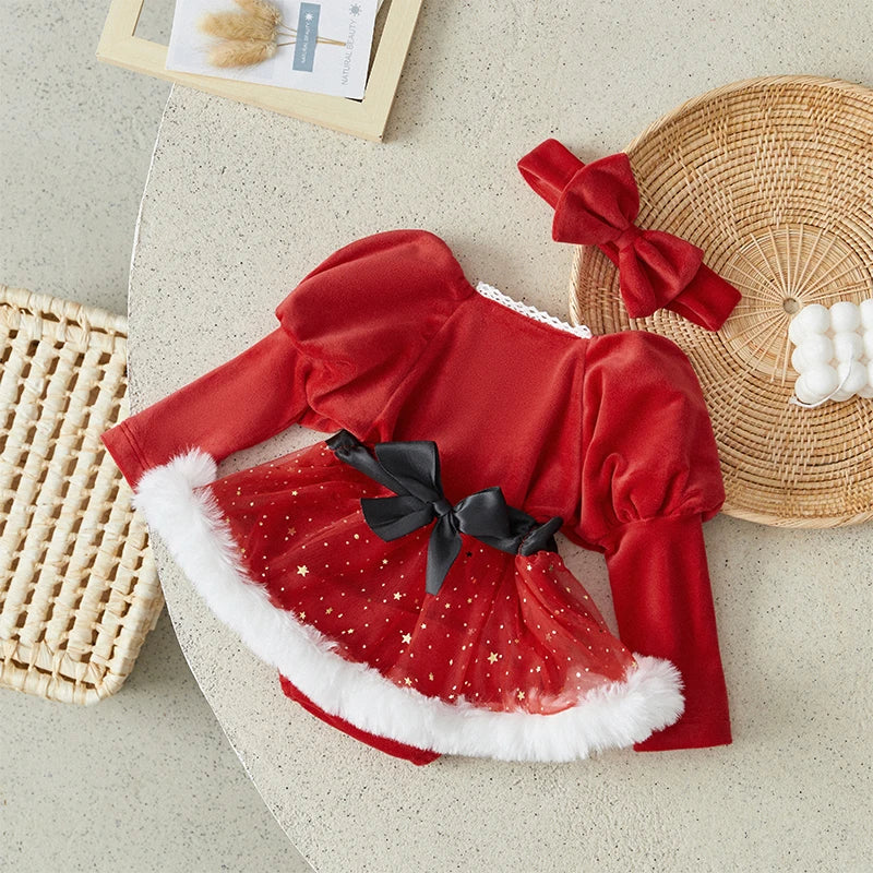 Baby Girls Christmas Shinning Stars Romper Dress