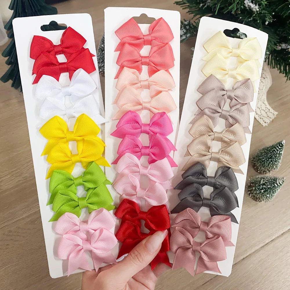 10PCS Kids Ribbon Bow Hair Clips – Baby Girls Barrettes