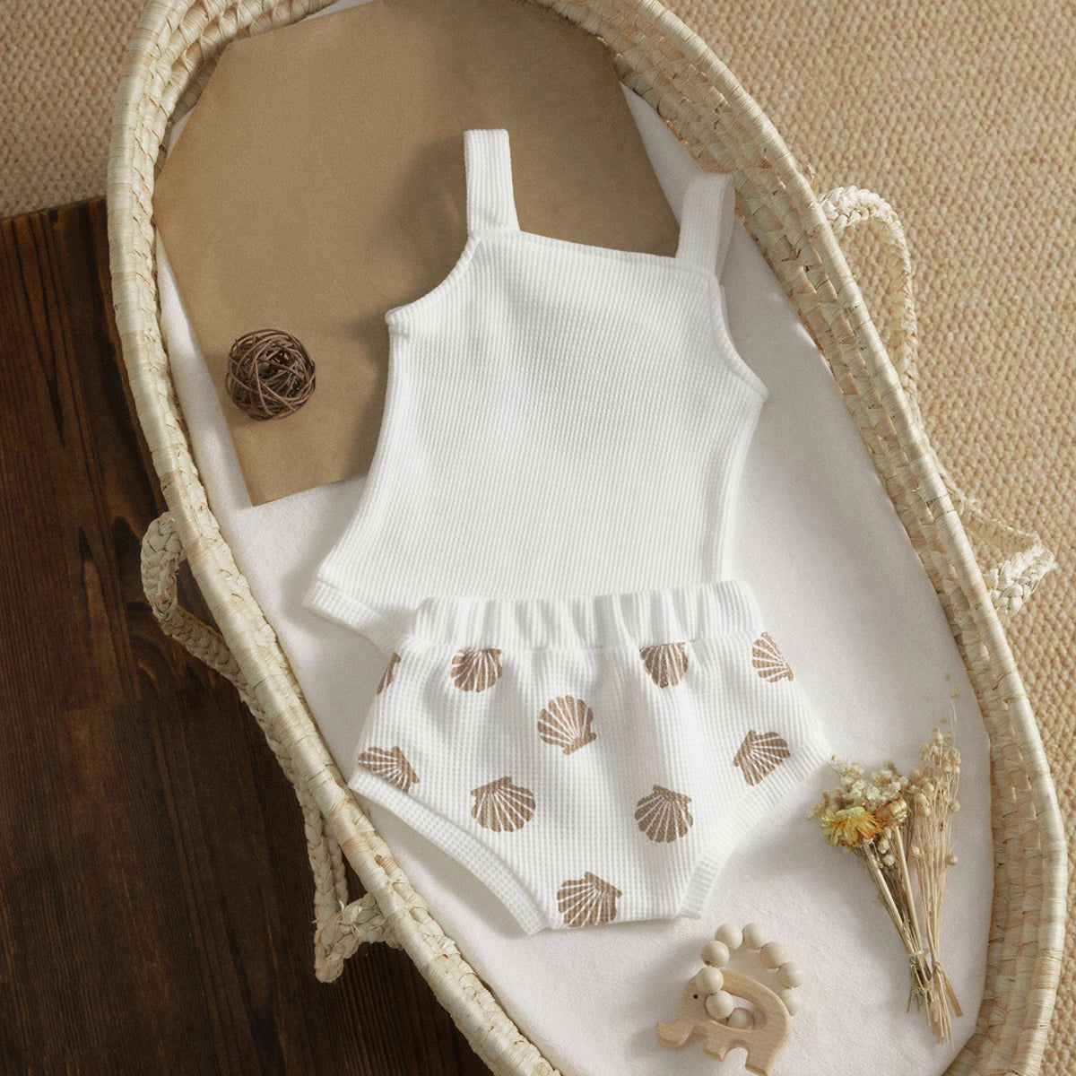 Baby Knit Toddler Clothes Shell Print Set