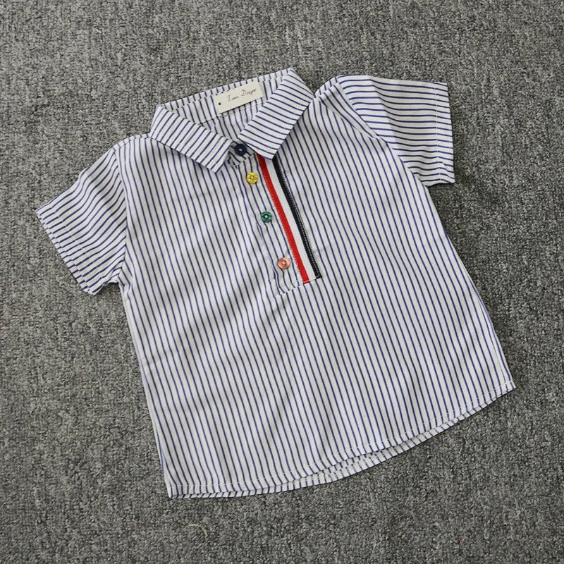 Summer Boys Striped Shirt with White Short