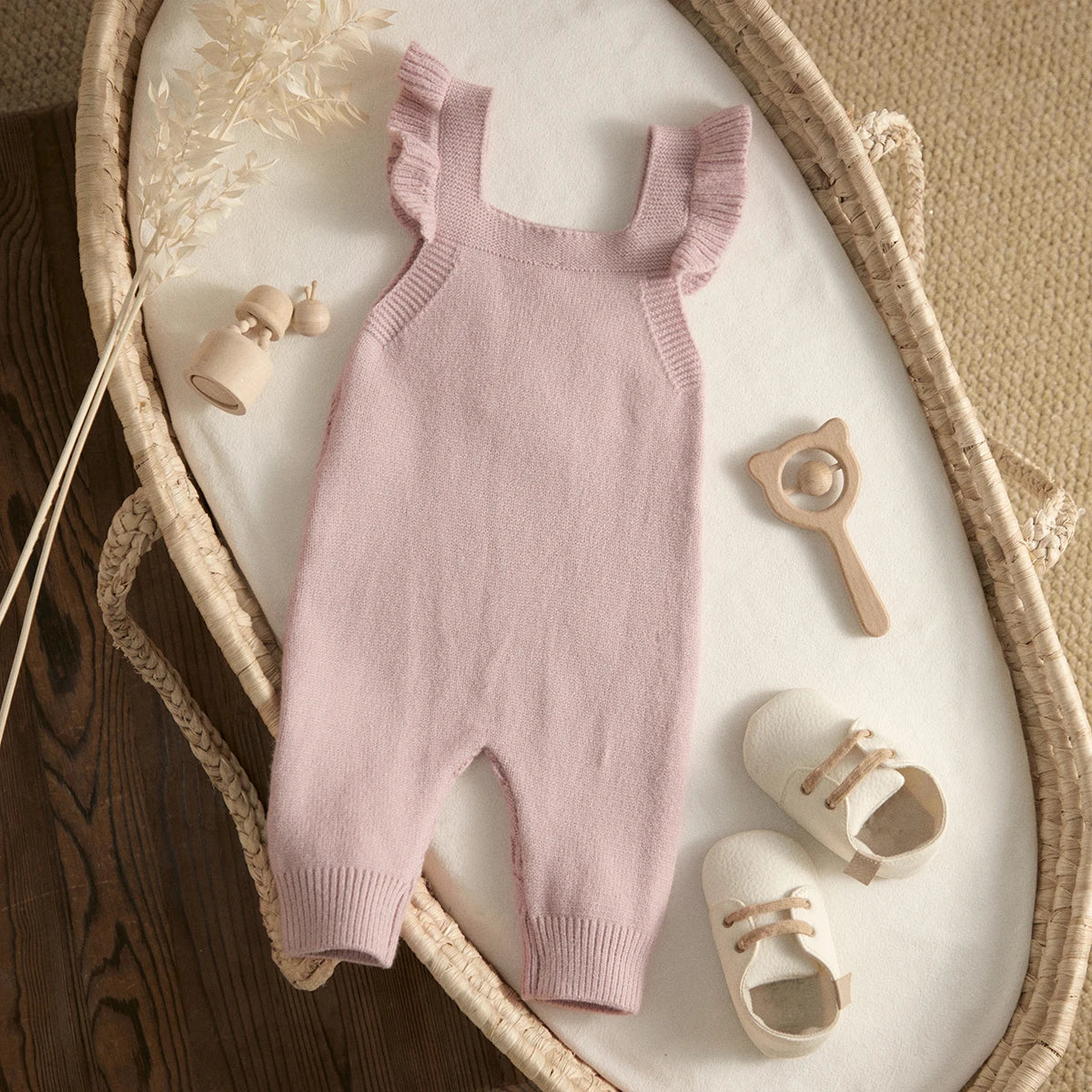 Baby Girl Knit Jumpsuit | Soft & Stylish Infant Romper