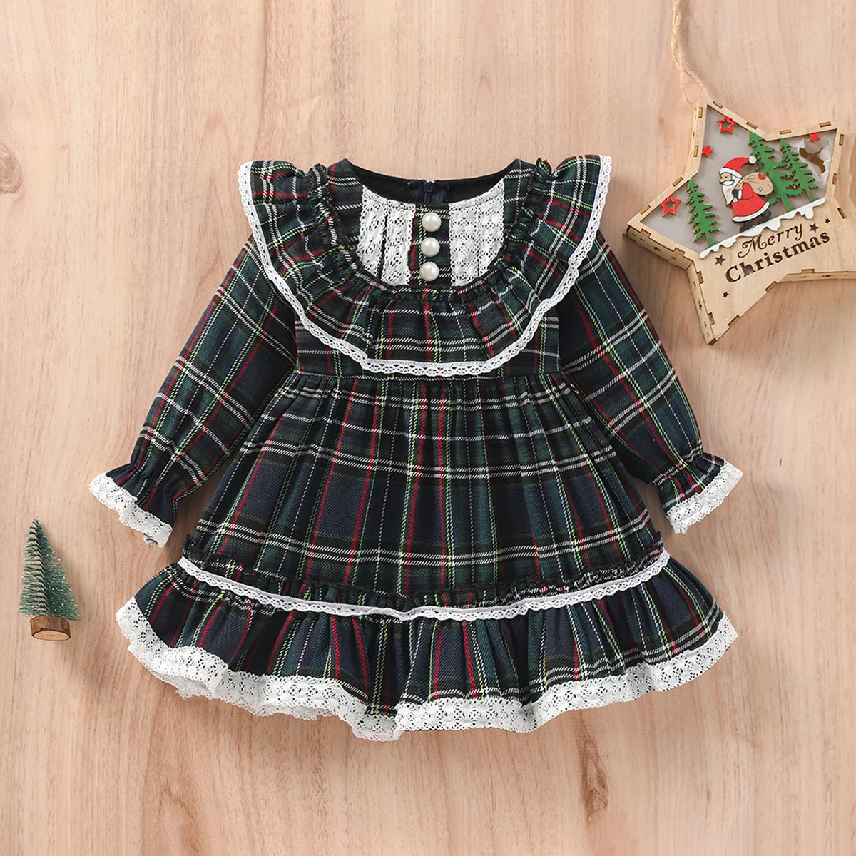 Christmas Dress Plaid with Bow