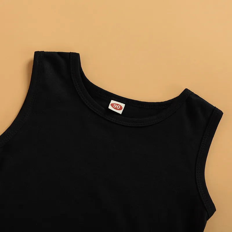 3pcs Outfit Sleeveless Tank Tops, Pants and Belt