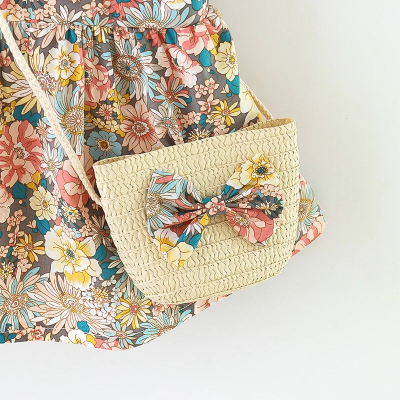 Floral Summer Dress with Cross bag