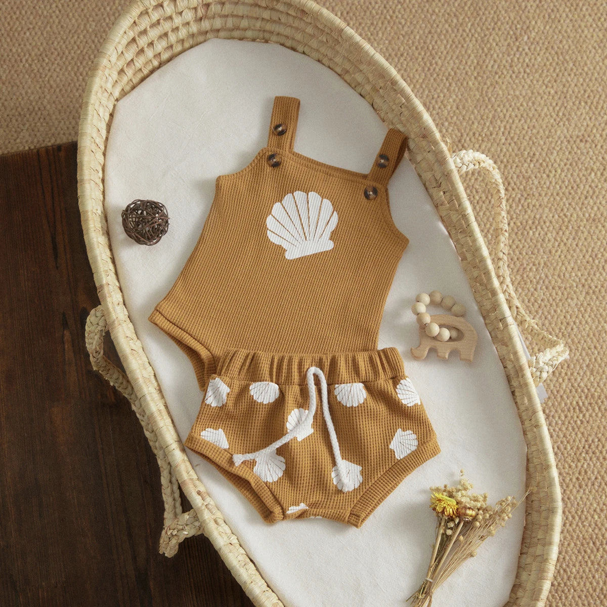 Baby Knit Toddler Clothes Shell Print Set