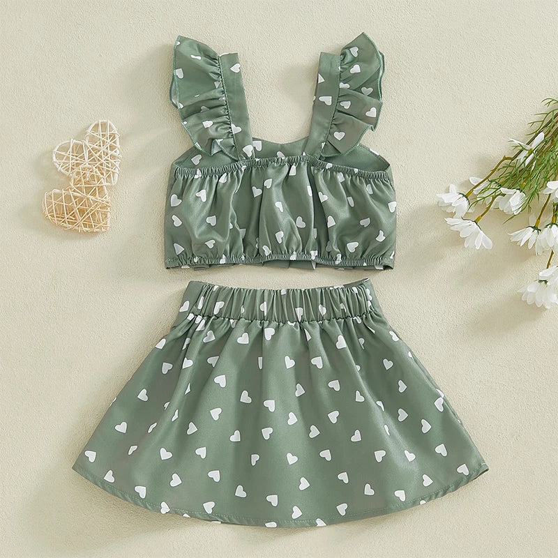 Baby Girls Cherry/Heart Outfit | 2PCS Skirt Set