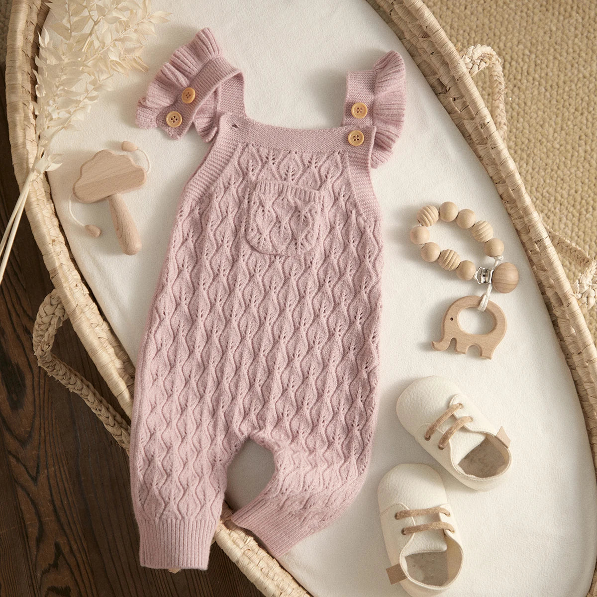 Baby Girl Knit Jumpsuit | Soft & Stylish Infant Romper
