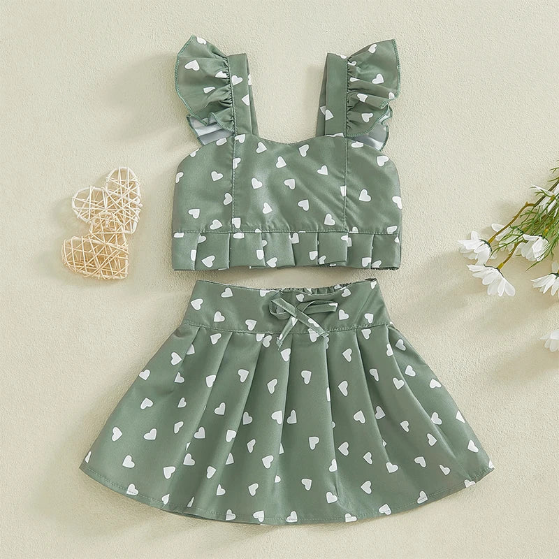 Baby Girls Cherry/Heart Outfit | 2PCS Skirt Set