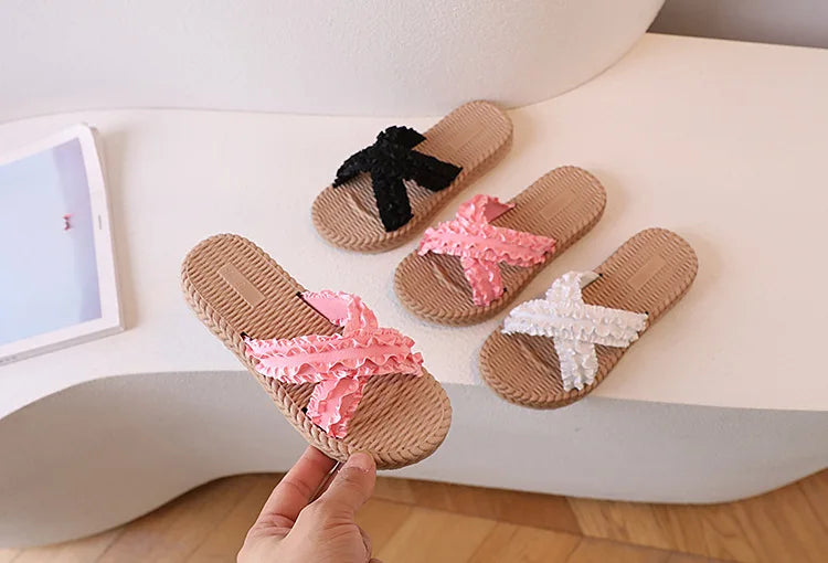 Girls Summer Princess Slippers – Flat Sandals for Kids, Casual Outdoor Shoes