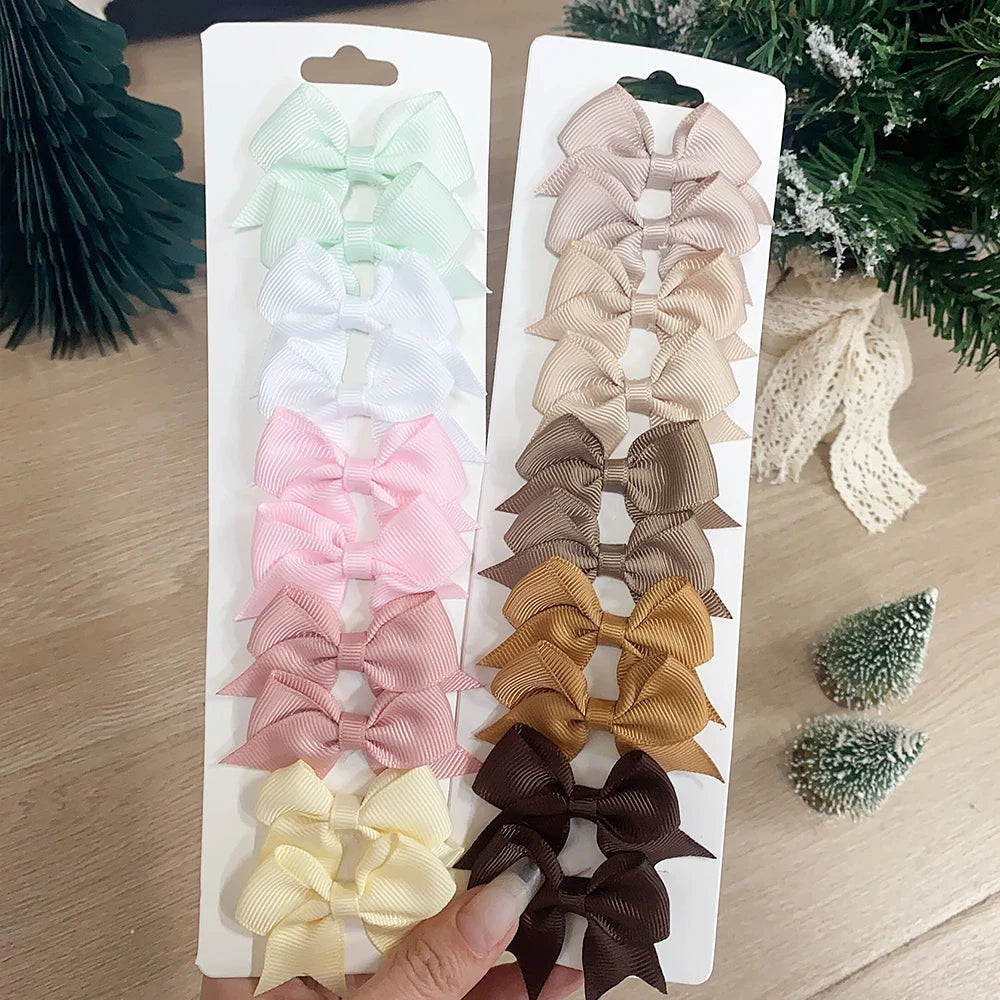 10PCS Kids Ribbon Bow Hair Clips – Baby Girls Barrettes