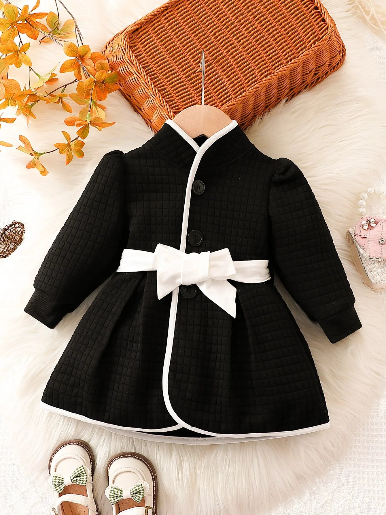 Baby Girls Princess Black and White Coat