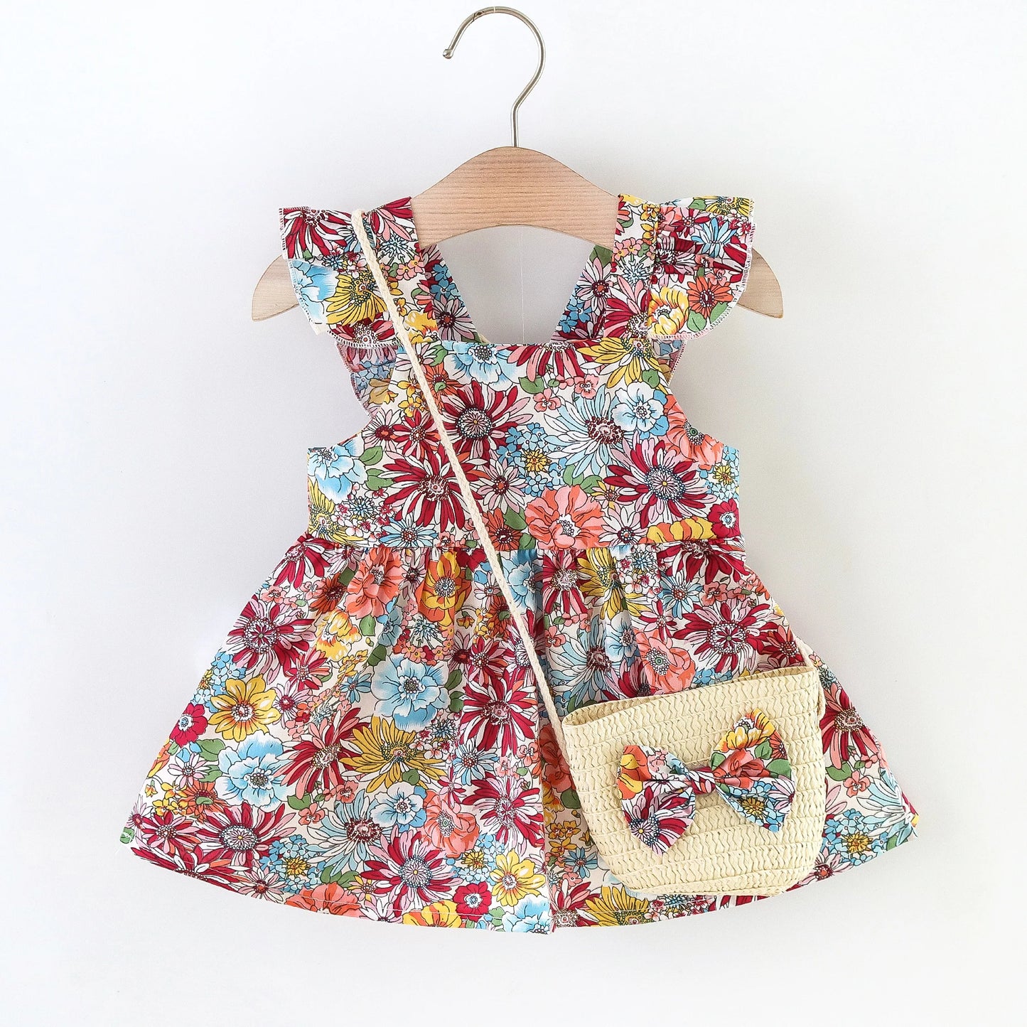 Floral Summer Dress with Cross bag