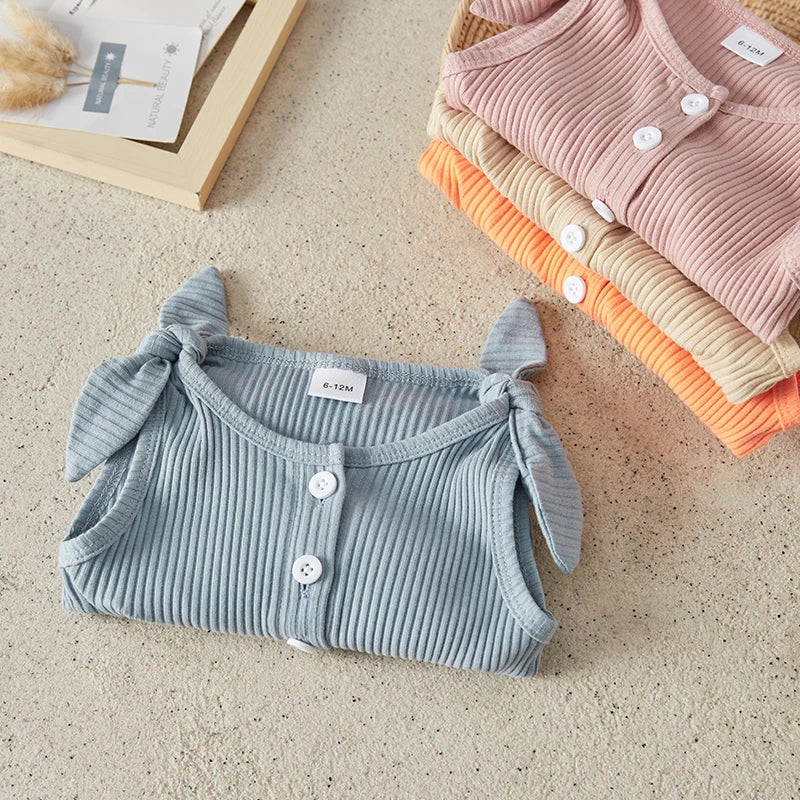 Girls Rompers Sleeveless Ribbed