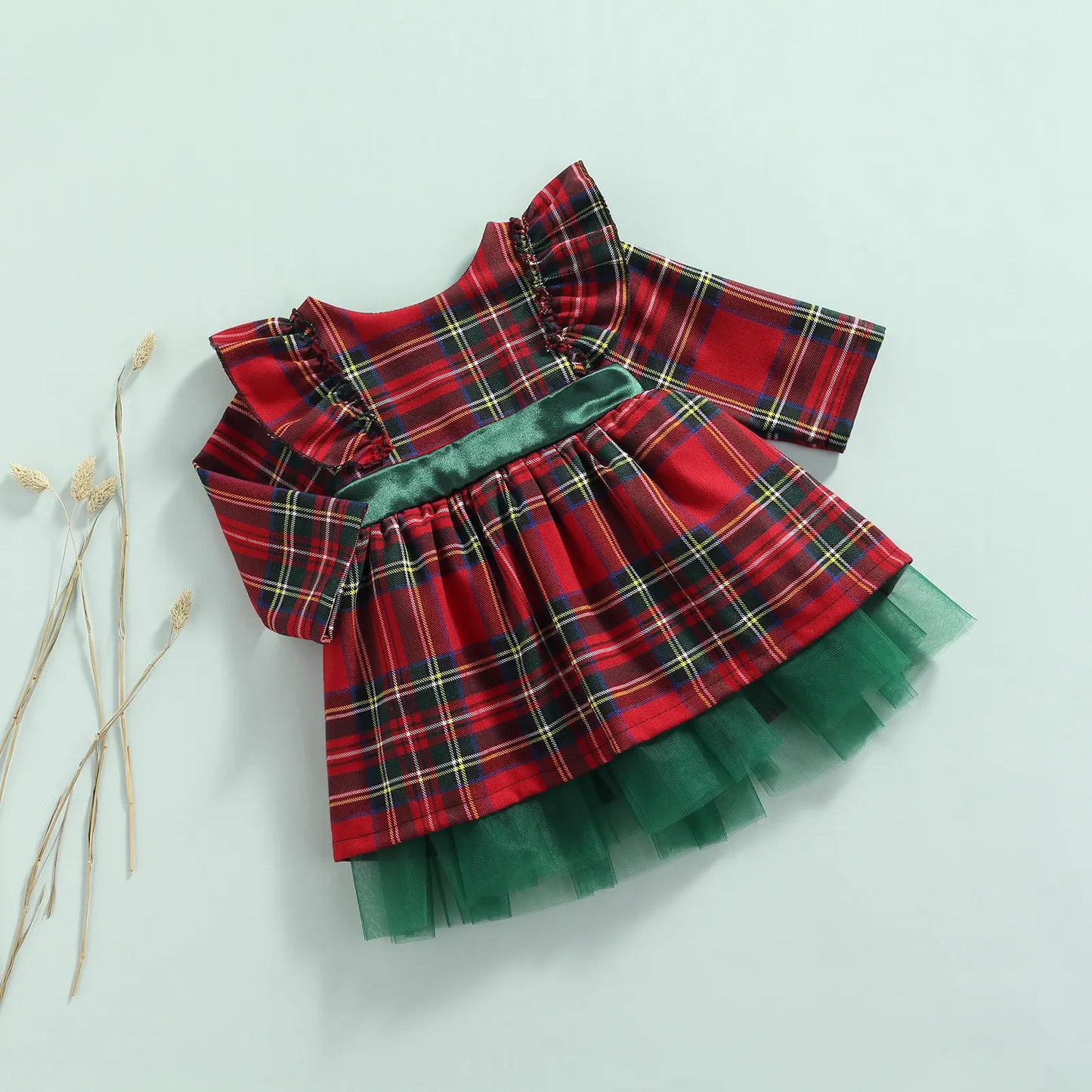 Christmas Dress Plaid with Bow