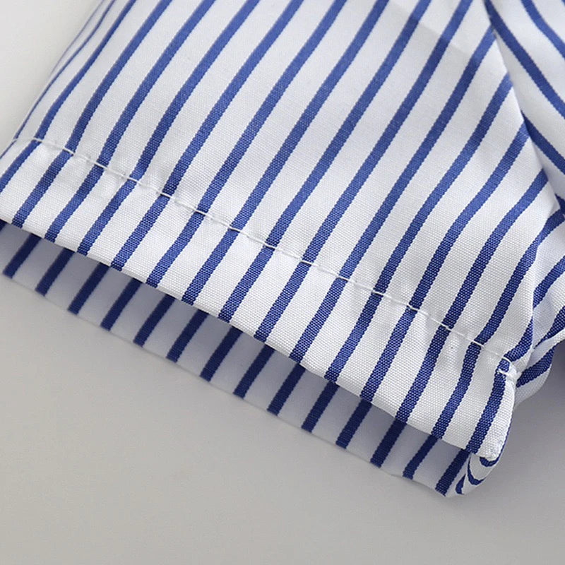 Summer Boys Striped Shirt with White Short