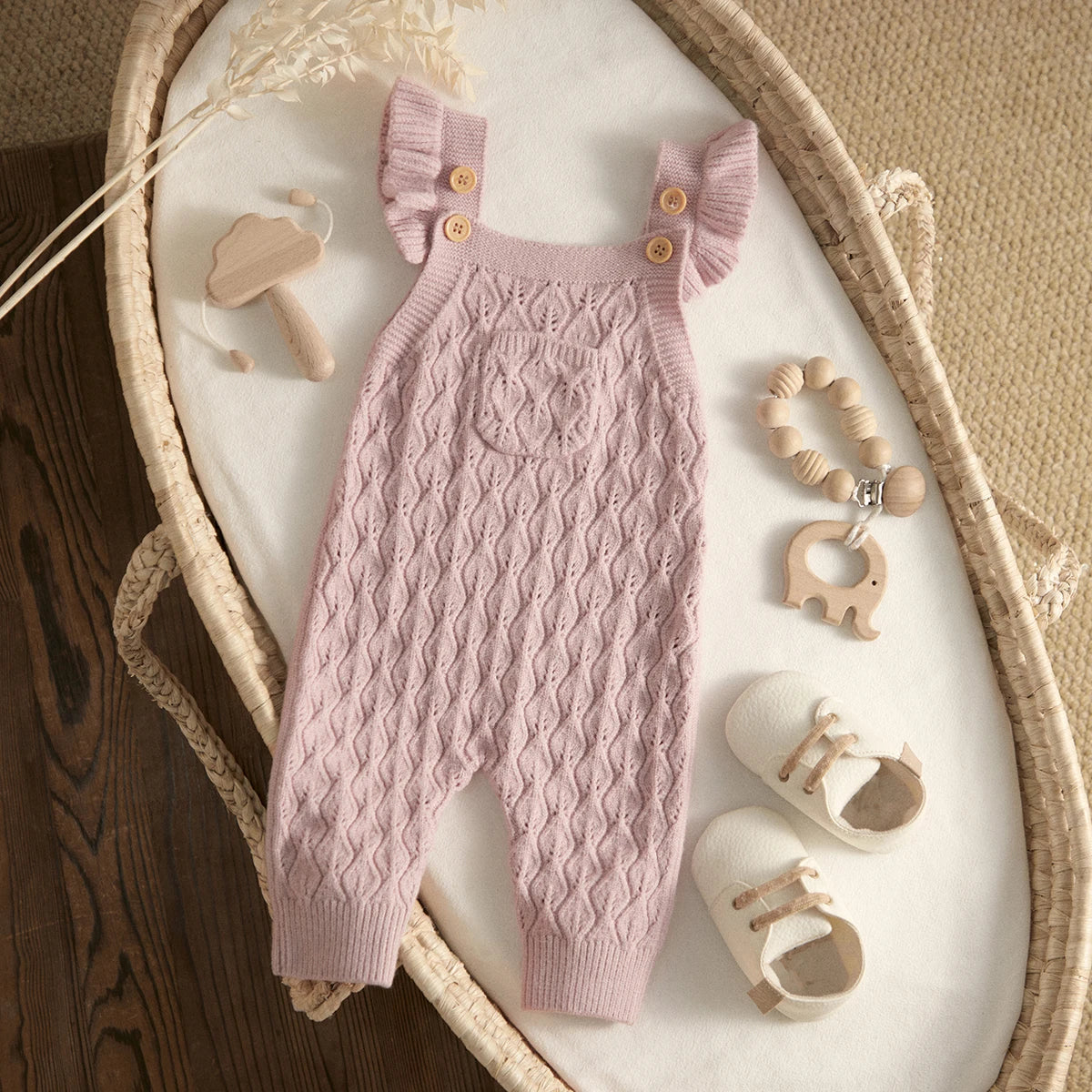Baby Girl Knit Jumpsuit | Soft & Stylish Infant Romper