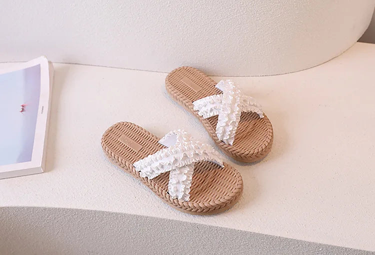 Girls Summer Princess Slippers – Flat Sandals for Kids, Casual Outdoor Shoes