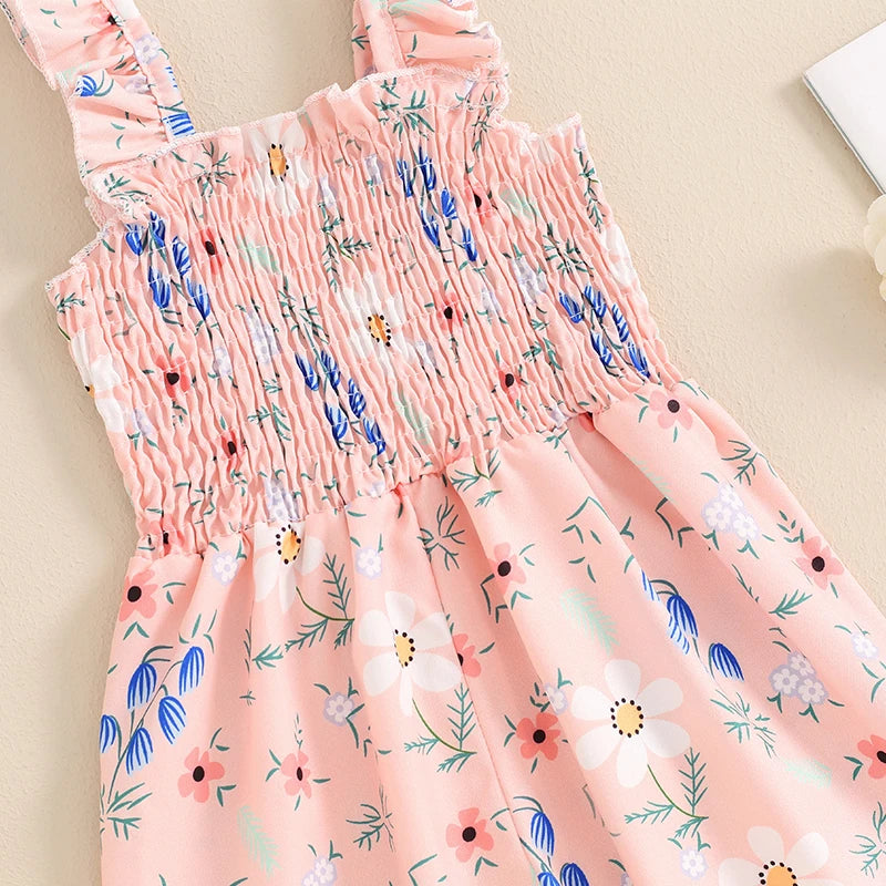 Girl Floral Wide Leg Sleeveless Jumpsuit