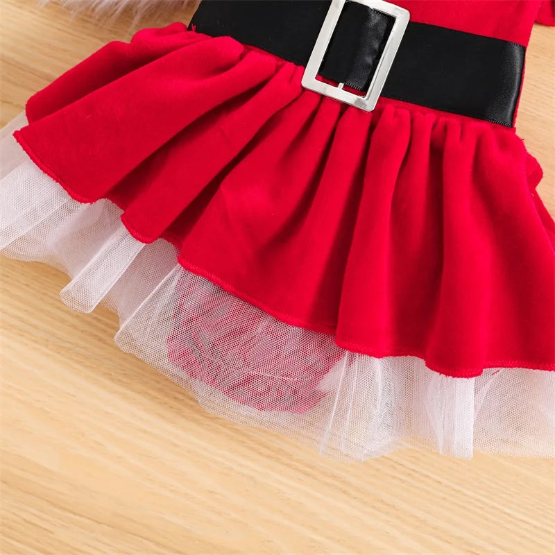 Christmas Baby Girls Velvet Dress + Hairband