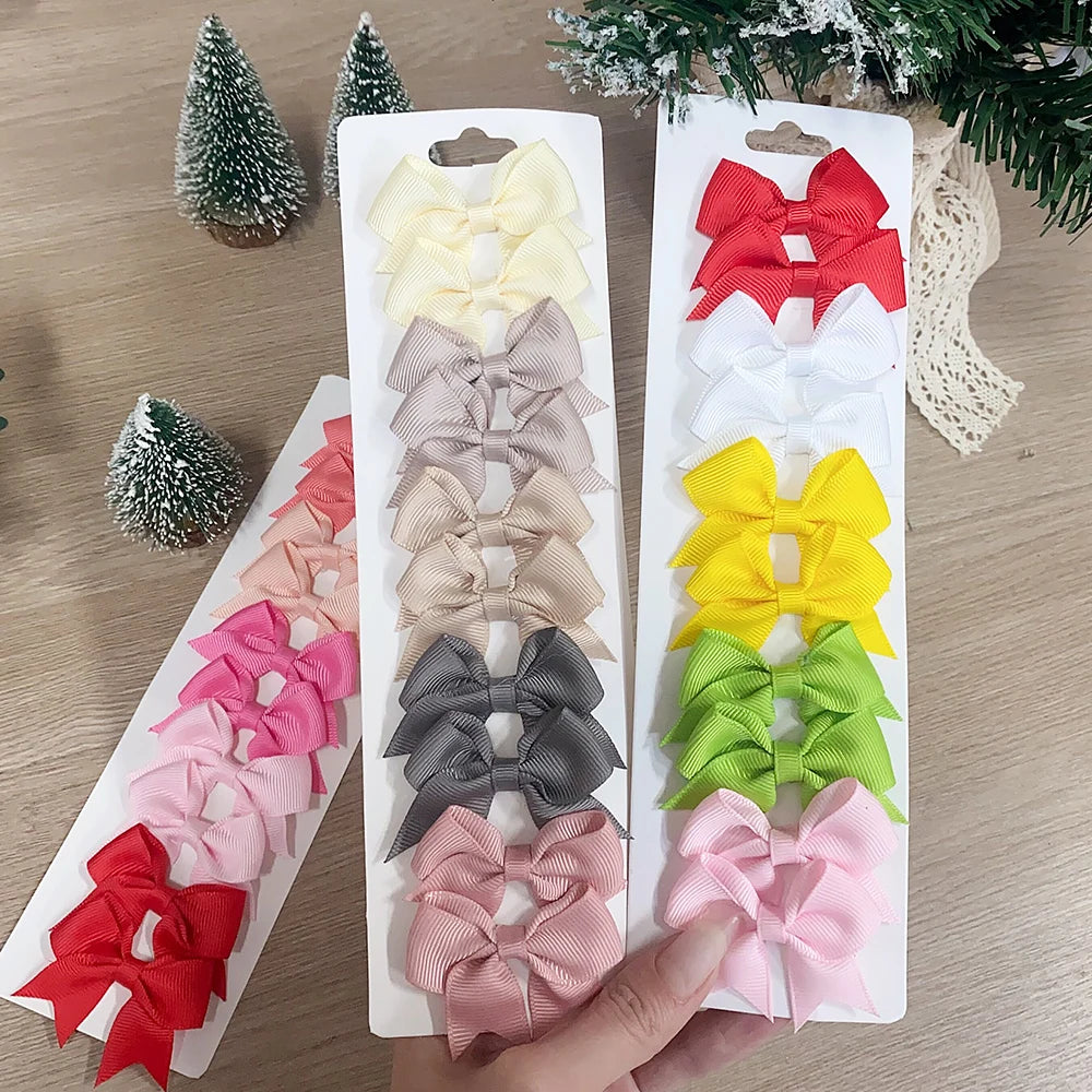 10PCS Kids Ribbon Bow Hair Clips – Baby Girls Barrettes