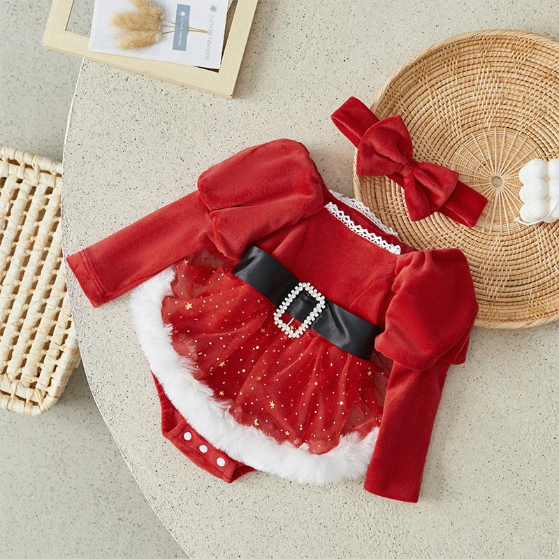 Baby Girls Christmas Shinning Stars Romper Dress